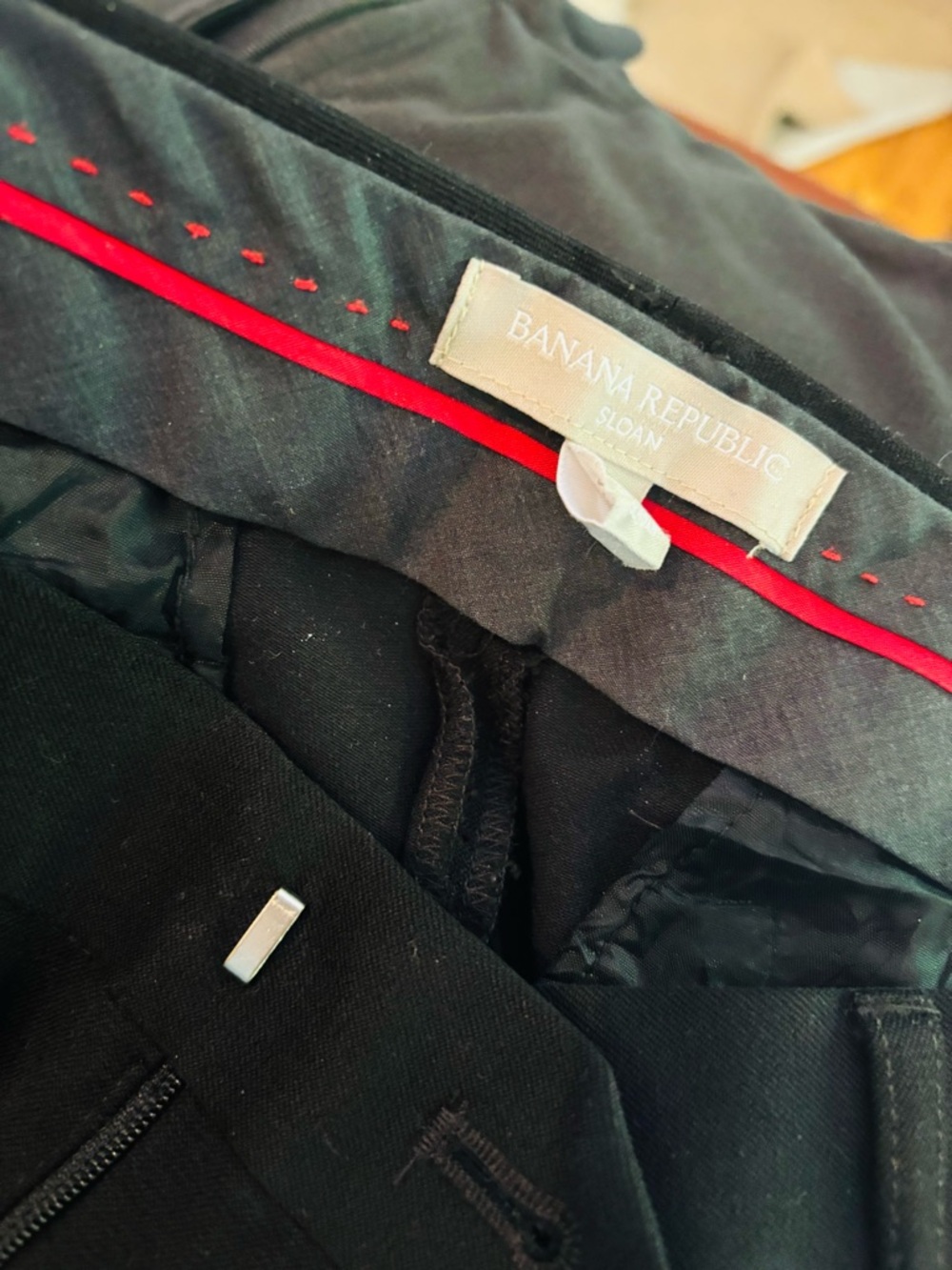 Banana Republic Black Sloan Dress Pants with Red Trim